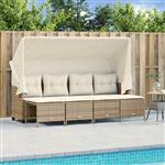 vidaXL 5-delige Loungeset met kussens poly rattan beige