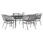 vidaXL 5-delige Tuinset met kussens poly rattan glas grijs