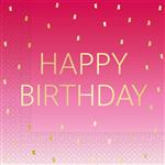 Golden Happy Birthday Pink Fsc Two Ply Paper Napkins 33X33Cm 20St