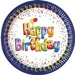 Multicolor Happy Birthday Fsc Paper Plates Next Generation Large 23Cm 8St