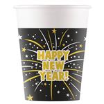 Midnight Happy New Years Flares Fsc Paper Cups 200Ml (Wm) 8St