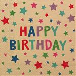 Kraft Happy Birthday With Stars Fsc Two Ply Paper Napkins 33X33Cm 20St