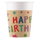 Kraft Happy Birthday With Stars Fsc Paper Cups 200Ml (Wm) 8St