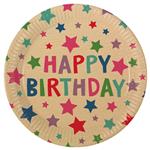 Kraft Happy Birthday With Stars Fsc Kraft Paper Plates Next Generation Large 23Cm 8St