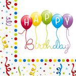 Happy Birthday Streamers Two Ply Paper Napkins 33X33Cm 20St