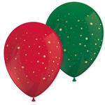 Christmas Holly Wreath Printed Latex Balloons (3 Green & 3 Red) 6St