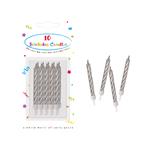 Birthday Candles Silver Spiral Birthday Candles With Holders 10 & 10St