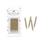 Birthday Candles Gold Spiral Birthday Candles With Holders 10 & 10St