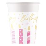 Birthday Candles Fsc Paper Cups 200Ml (Wm) 8St