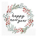 3 Ply Paper Napkins Three Ply Paper Napkins 33X33Cm Happy New Year Wreath 20St