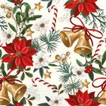 3 Ply Paper Napkins Bells With Flowers 3 Ply Paper Napkins 33X33Cm 20St
