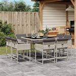 vidaXL 9-delige Tuinset met kussens poly rattan lichtgrijs