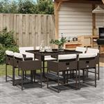 vidaXL 9-delige Tuinset met kussens poly rattan bruin