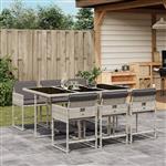 vidaXL 7-delige Tuinset met kussens poly rattan grijs