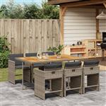 vidaXL 7-delige Tuinset met kussens poly rattan grijs