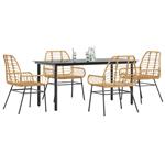 vidaXL 5-delige Tuinset poly rattan glas bruin