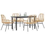 vidaXL 5-delige Tuinset poly rattan glas bruin