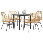 vidaXL 5-delige Tuinset poly rattan glas bruin