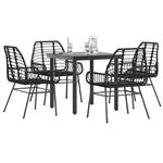 vidaXL 5-delige Tuinset poly rattan glas zwart