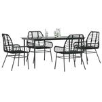 vidaXL 5-delige Tuinset poly rattan glas zwart