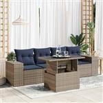 vidaXL 5-delige Loungeset met kussens poly rattan acacia grijs