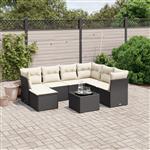 vidaXL 8-delige Loungeset met kussens poly rattan zwart