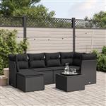 vidaXL 7-delige Loungeset met kussens poly rattan zwart