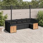 vidaXL 7-delige Loungeset met kussens poly rattan zwart