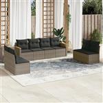 vidaXL 8-delige Loungeset met kussens poly rattan grijs