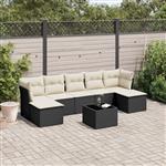 vidaXL 8-delige Loungeset met kussens poly rattan zwart