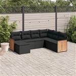 vidaXL 7-delige Loungeset met kussens poly rattan zwart