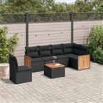 vidaXL 7-delige Loungeset met kussens poly rattan zwart