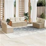 vidaXL 7-delige Loungeset met kussens poly rattan beige