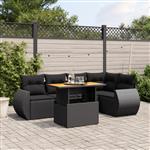vidaXL 6-delige Loungeset met kussens poly rattan zwart