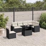vidaXL 7-delige Loungeset met kussens poly rattan zwart