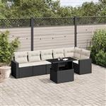 vidaXL 7-delige Loungeset met kussens poly rattan zwart