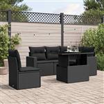 vidaXL 6-delige Loungeset met kussens poly rattan zwart