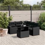 vidaXL 6-delige Loungeset met kussens poly rattan zwart