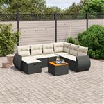 vidaXL 8-delige Loungeset met kussens poly rattan zwart