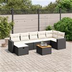 vidaXL 8-delige Loungeset met kussens poly rattan zwart