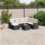 vidaXL 8-delige Loungeset met kussens poly rattan zwart