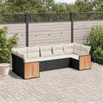 vidaXL 7-delige Loungeset met kussens poly rattan zwart
