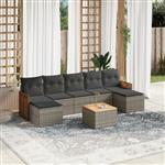 vidaXL 8-delige Loungeset met kussens poly rattan grijs