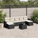 vidaXL 8-delige Loungeset met kussens poly rattan zwart