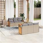 vidaXL 7-delige Loungeset met kussens poly rattan beige