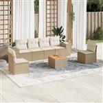 vidaXL 7-delige Loungeset met kussens poly rattan beige