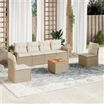 vidaXL 7-delige Loungeset met kussens poly rattan beige