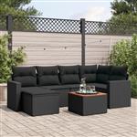 vidaXL 7-delige Loungeset met kussens poly rattan zwart