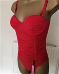Doorzichtig Rood Torselet met String 70D en 75C