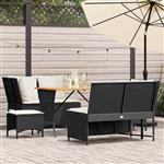 vidaXL 5-delige Loungeset met kussens poly rattan zwart